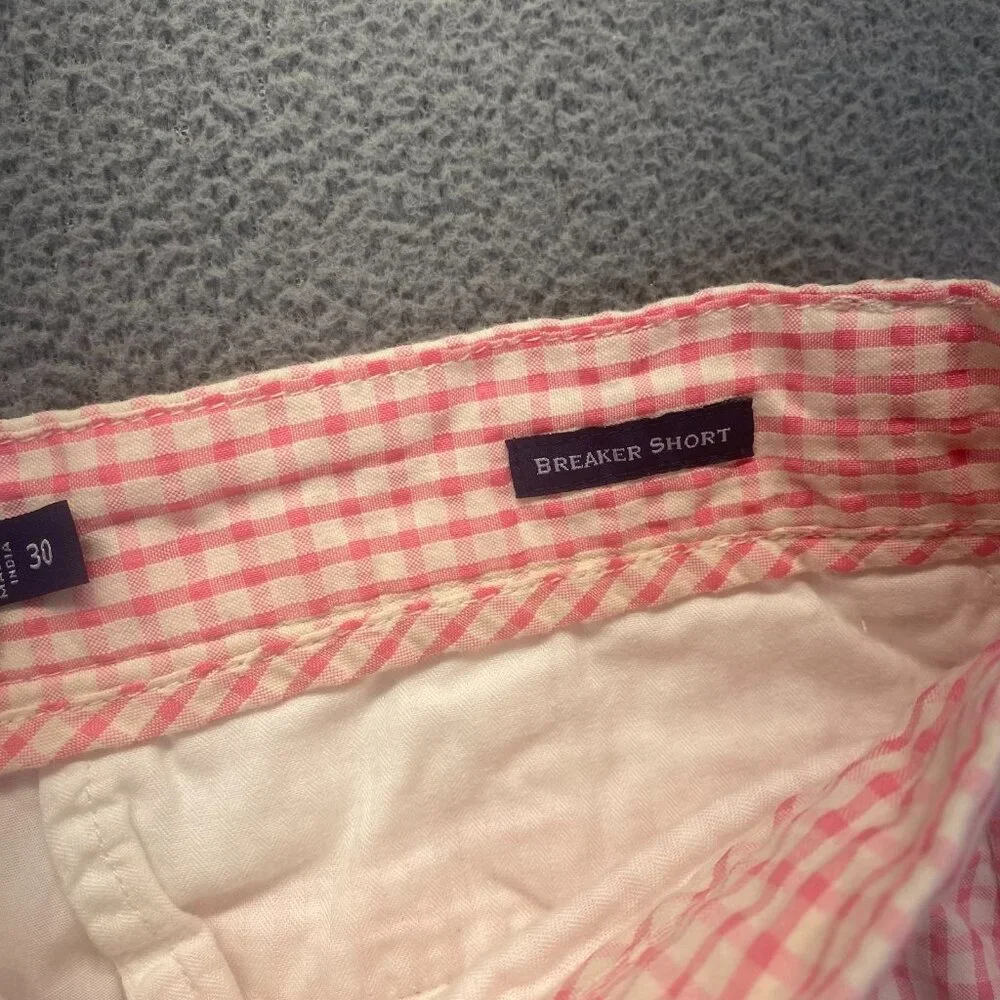 Men's Vineyard Vines Breaker Shorts Pink w/ White‎ Gingham Check Size 30